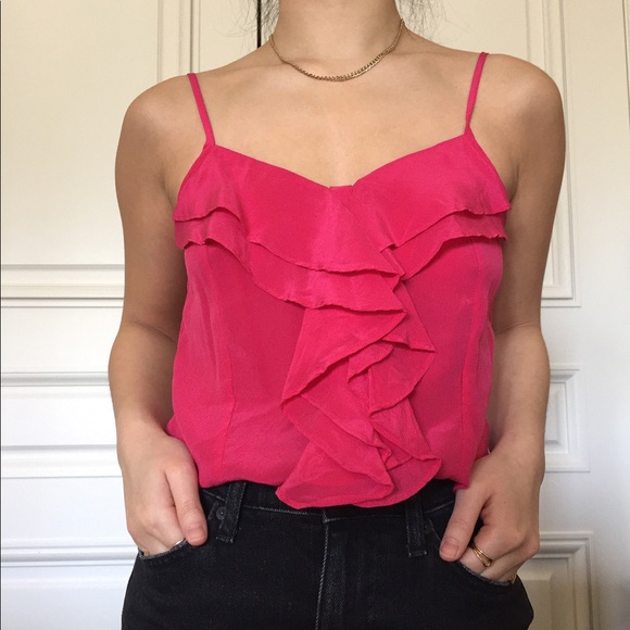 Silk ruffle camisole top - Picture 1 of 2